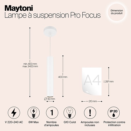 Подвесной светильник Maytoni Pro Focus MOD161PL-01W1 - фото