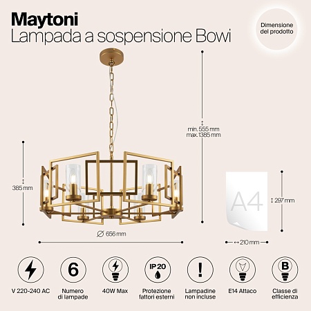 Подвесной светильник Maytoni Bowi H009PL-06G - фото