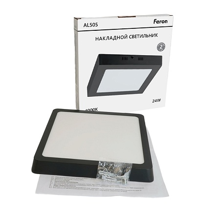 Светодиодный светильник Feron AL505 накладной 24W 4000K черный - фото