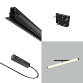 Трековая система Technical встраиваемая магнитная чёрная 350x175 TS-P-350-TR086-2-25W4K-B