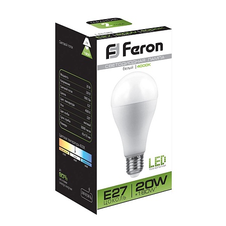 Лампа светодиодная Feron LB-98 Шар E27 20W 175-265V 4000K - фото
