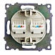 Розетка компьютерная 2-местная RJ-45 (механизм) STEKKER GLS00-7109-08, серия Катрин, золото - фото