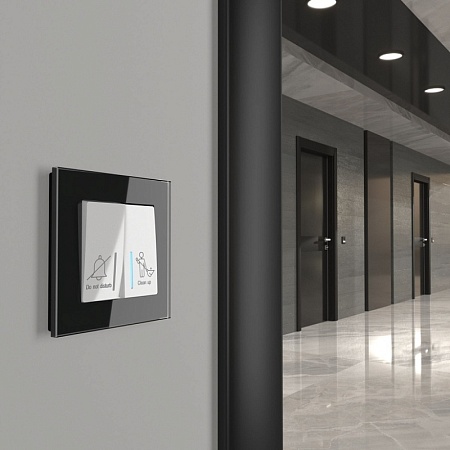 Выключатель двухклавишный для отелей белый W1120801 - фото