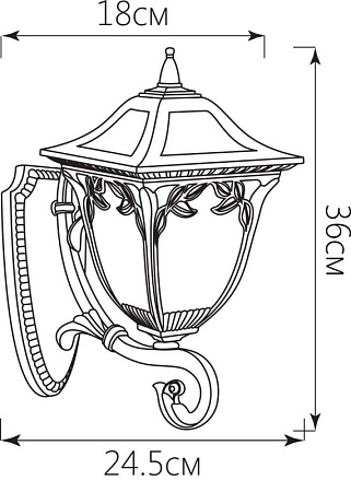 Светильник садово-парковый Feron PL4071 четырехгранный на стену вверх 60W E27 230V, черное золото - фото