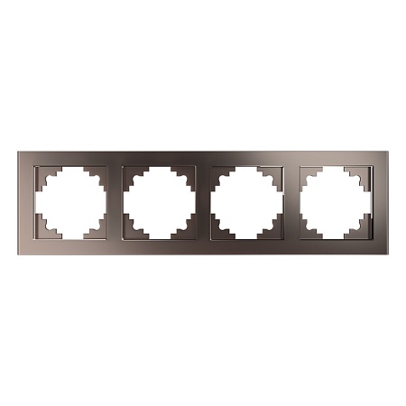 Рамка 4-местная, стекло, STEKKER,GFR00-7004-04,серия Катрин, шоколад - фото