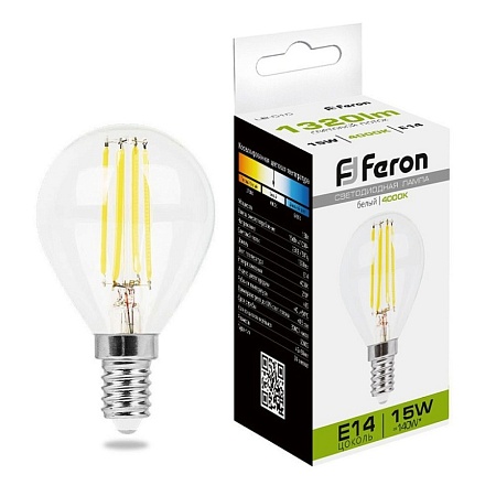 Лампа светодиодная Feron LB-515 Шарик E14 15W 230V 4000K - фото