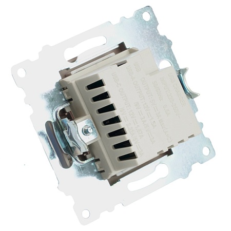 Розетка 2-местная USB + type C, STEKKER GLS10-7116-04, 250В, 3А, max 20W,серия Катрин, шоколад - фото