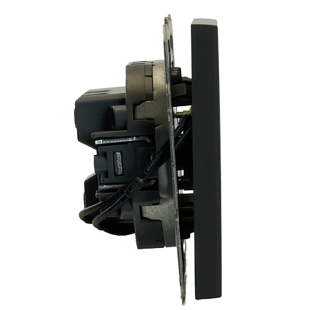 Выключатель 1-клавишный c индикатором (механизм), STEKKER, 250В, 10А, серия Эмили, RSW10-5101-05, черный уголь, soft touch - фото