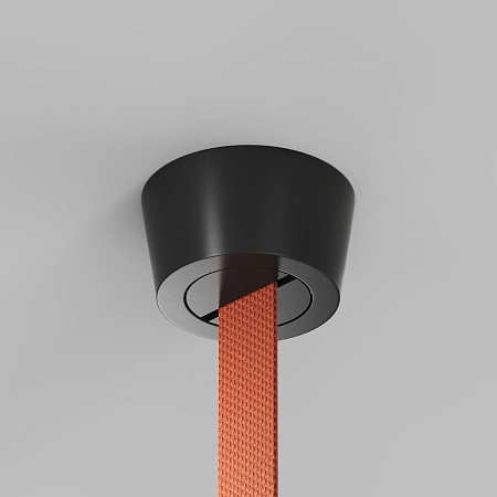 TR5512-BK Накладное основание с возможностью подачи питания треку-ремню Belty, серия Base. Не вмещает блок питания, D75*H43мм, IP20, черный, алюминий - фото