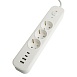 Сетевой фильтр 3-местный с/з STEKKER 3x1мм2, 3 м, 250В, 16А, 2 USB-A+2 Type-C 3, серия Nova, белый - фото