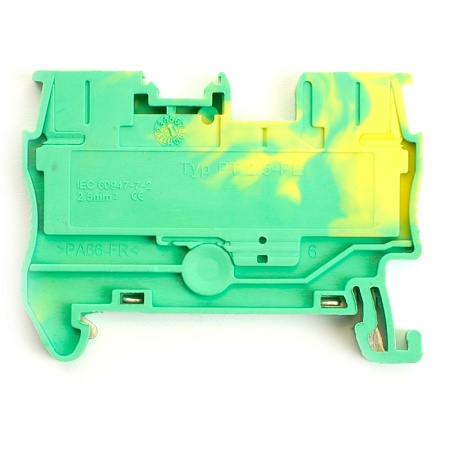 Зажим пружинный, 2-проводной проходной ЗНИ - 2,5 , JXB PT  2,5 , желтый, зеленый LD572-1-25 - фото