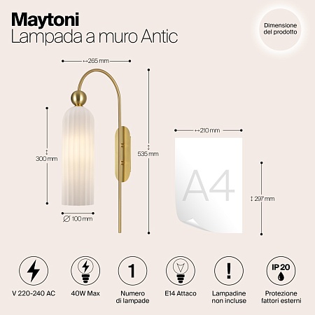 Настенный светильник (бра) Maytoni Antic MOD302WL-01GR - фото