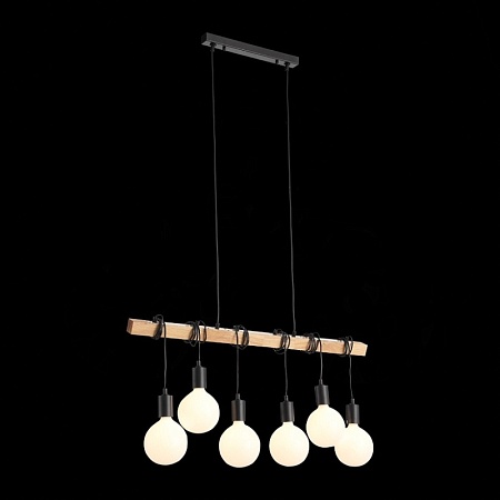 Светильник подвесной Черный, Светлое дерево E27 6*60W SL1142.403.06 - фото