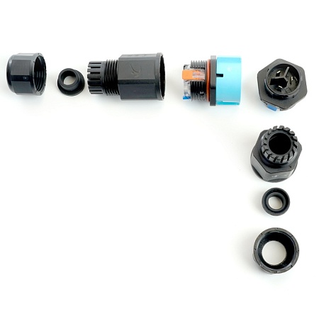 Соединитель-коннектор LD540  разъемный с замком 3-контактный, с пружинным контактом IP68, черный - фото