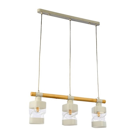Светильник подвесной Белый, Светлое дерево/Белый, Прозрачный E27 3*60W SLE114503-03 - фото