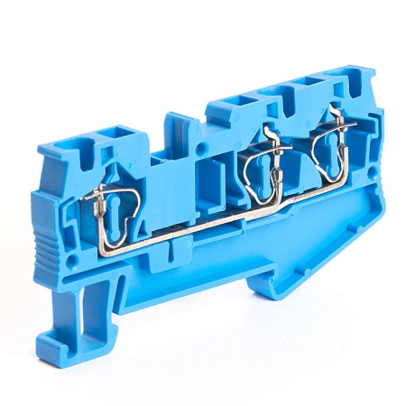 Зажим пружинный, 3-проводной проходной ЗНИ - 4.0 (JXB ST 4), синий STEKKER - фото