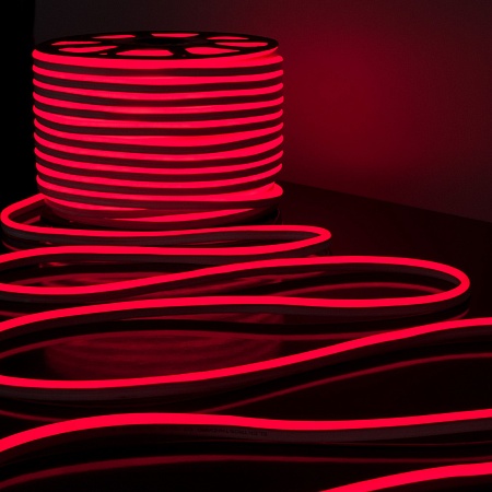 Светодиодный гибкий неон 220 В 9.6 Вт/м 120 Led/м 2835 IP67, односторонний красный, 50 м Гибкий неон 220V 9,6W 120Led 2835 IP67 односторонний красный, 50м Elektrostandard - фото