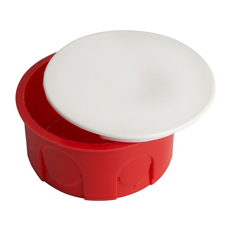 Коробка монтажная для сплошных стен, с крышкой, D80*40мм STEKKER EBX30-01-1-20-80, красный - фото