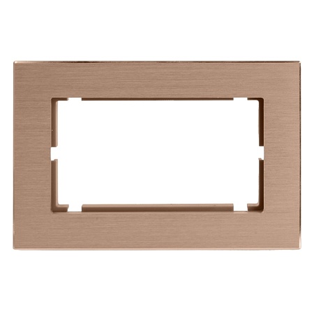Рамка 2-местная (без перемычки), металл, STEKKER, MFR00-7012-02, серия Катрин, шампань - фото