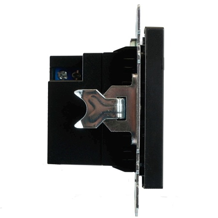 Розетка 2-местная USB + type C (механизм), STEKKER GLS10-7116-05, 250B, 3А, серия Катрин, черный - фото