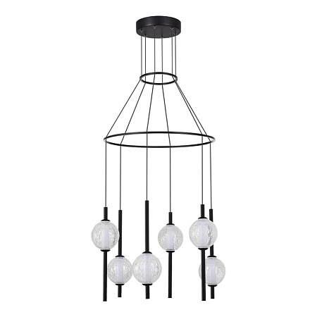 Светильник подвесной ST-Luce Черный/Прозрачное кракелированное стекло LED 6*8,5W 3000K SL6120.403.06 - фото