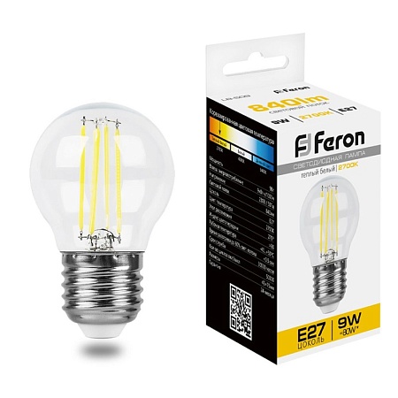 Лампа светодиодная Feron LB-509 Шарик E27 9W 230V 2700K - фото