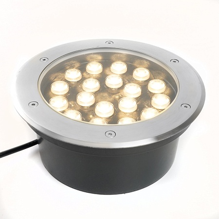 Светодиодный светильник тротуарный (грунтовый) Feron SP2804, 20W, AC/DC12V, низковольтный, 3000K, металлик, IP67 - фото