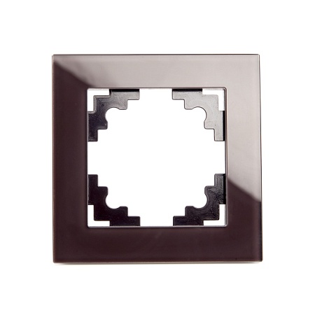 Рамка 1-местная, стекло, STEKKER ,GFR00-7001-04,  серия Катрин, шоколад - фото