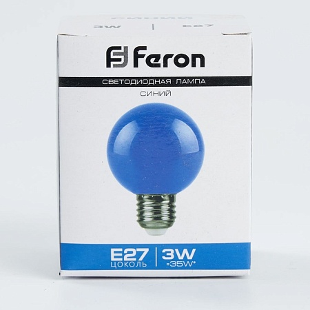 Лампа светодиодная Feron LB-371 Шар E27 3W 230V синий - фото