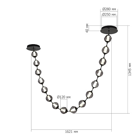 SL6520.403.16 Светильник подвесной ST-Luce черный жемчуг/прозрачно-дымчатый LED 1*80W 4000K HELMI - фото