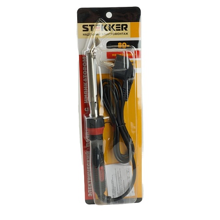 Паяльник с индикатором  80W, нихромовый нагреватель, долговечное жало, 230В STEKKER PLE301-80 - фото