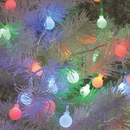 Светодиодная гирлянда Feron CL555 линейная "шарики", статичная, мультиколор, 2м + 0.5м с питанием от батареек, прозрачный шнур - фото