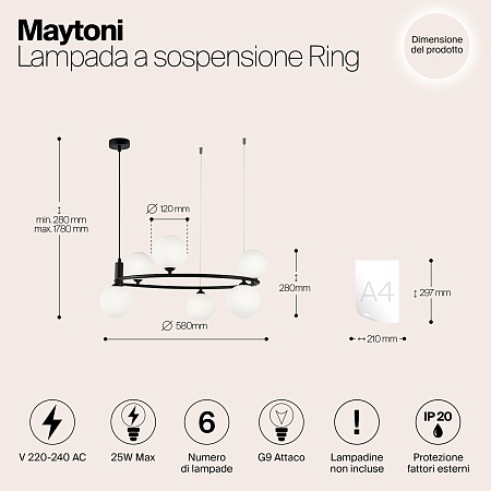 Подвесной светильник Maytoni Ring MOD013PL-06B - фото