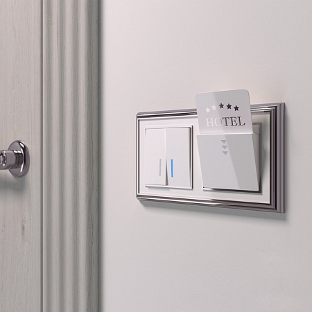 Выключатель двухклавишный с подсветкой белый WL01-SW-2G-LED - фото