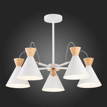 Светильник потолочный Белый, Золотистый/Белый, Светлое дерево E14 5*40W SLE125102-05 - фото