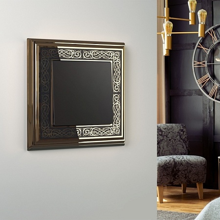 Выключатель одноклавишный проходной черный матовый WL08-SW-1G-2W - фото