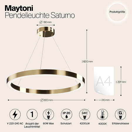 Подвесной светильник Maytoni Saturno MOD415PL-L60BS4K - фото
