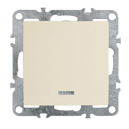 Выключатель 1-клавишный c индикатором (механизм), STEKKER, PSW10-9101-02, 250В, 10А, серия Эрна, слоновая кость - фото