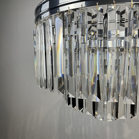 Люстра Rh 1920S Odeon Clear Glass Fringe 3-Tier Chandelier Chrome Imperiumloft 228791-22 - фото