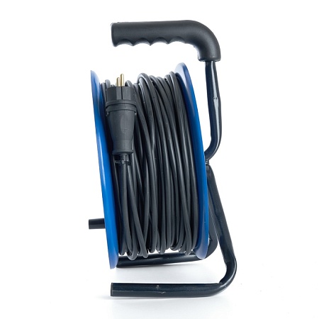 Удлинитель на металлической катушке с/з 4-местный Stekker, PRF02-31-30, 30м, 3*1,5, серия Professional, синий - фото