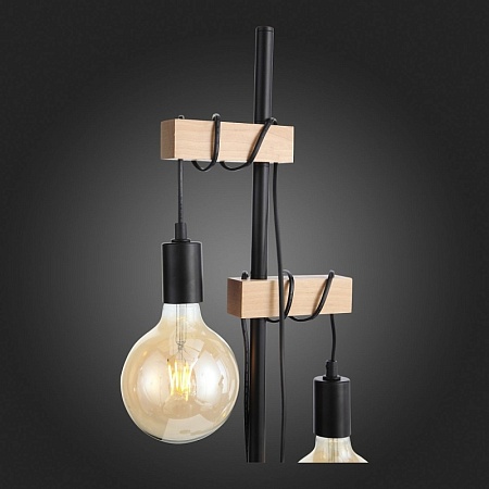 Светильник напольный Черный, Светлое дерево E27 2*60W SL1142.405.01 - фото