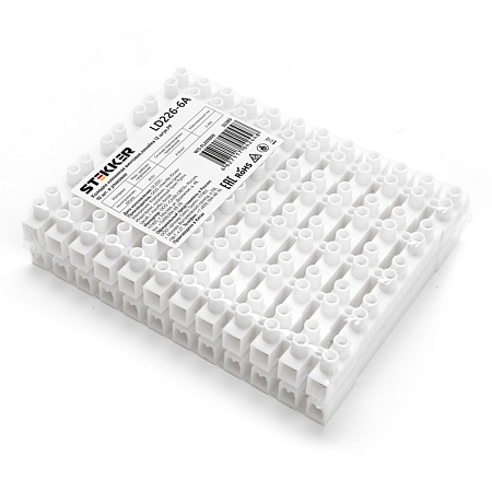 Колодка клеммная винтовая STEKKER, линейка 12 штук, полипропилен, LD226-6A - фото