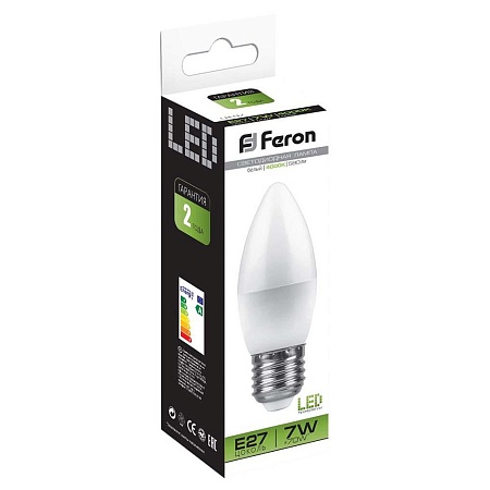 Лампа светодиодная Feron LB-97 Свеча E27 7W 175-265V 4000K - фото