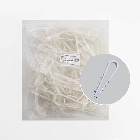 Дюбель-хомут для круглого кабеля (19-25мм), STEKKER DCL00-19-25, нейлон, белый (100шт.) - фото