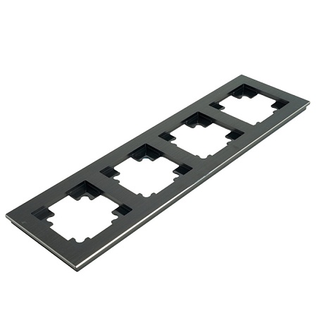 Рамка 4-местная, металл, STEKKER MFR00-7004-05, серия Катрин, черный - фото