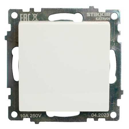 Переключатель перекрестный 1-клавишный (механизм), STEKKER GLS10-7110-01, 250V, 10А, серия Катрин, белый - фото
