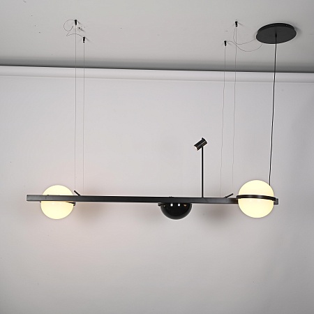 Реечный Подвесной Светильник Palma Wall Lamp 2 Шара + 1 Вазон Горизонтальная Imperiumloft 204172-22 - фото