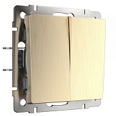 Выключатель двухклавишный проходной шампань рифленый WL10-SW-2G-2W