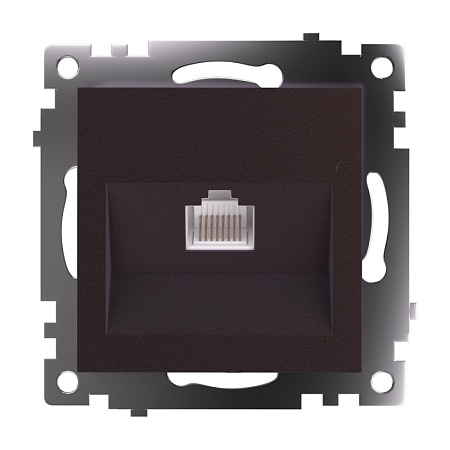 Розетка компьютерная 1-местная RJ-45 (механизм), STEKKER GLS00-7107-04, серия Катрин, шоколад - фото