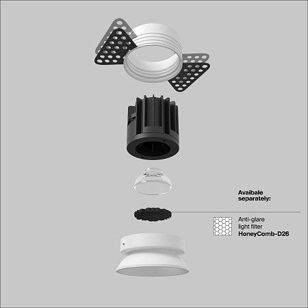 Встраиваемый светильник Technical Round DL058-7W3K-TRS-W - фото